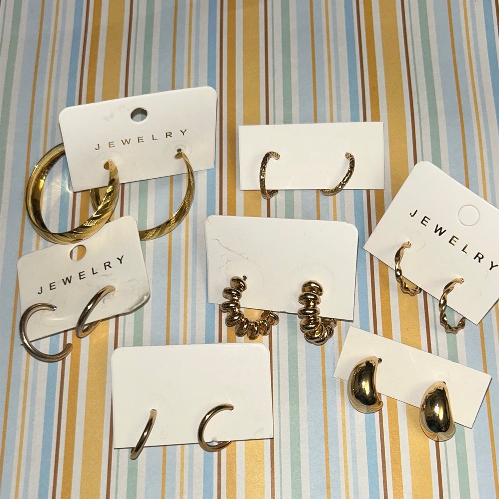 Elegant Gold Hoop and Drop Earrings Set